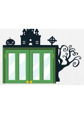 Σετ των 2 Intra απο ξύλο plywood 3mm-4mm πάχος - Σχέδιο κοπής με λέιζερ γωνία πόρτας Halloween 4 Δίασταση 15x15 cm INTRAFABR-80121809