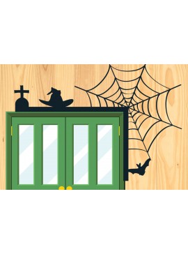 Σετ των 2 Intra απο ξύλο plywood 3mm-4mm πάχος - Σχέδιο κοπής με λέιζερ γωνία πόρτας Halloween 5 Δίασταση 15x15 cm INTRAFABR-80207354