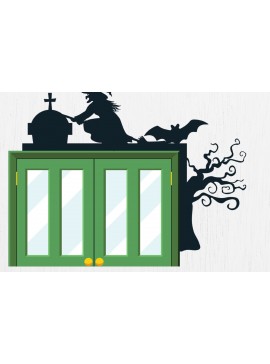 Σετ των 2 Intra απο ξύλο plywood 3mm-4mm πάχος - Σχέδιο κοπής με λέιζερ γωνία πόρτας Halloween 6 Δίασταση 15x15 cm INTRAFABR-80207395