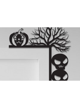 Σετ των 2 Intra απο ξύλο plywood 3mm-4mm πάχος - Halloween Door Corner Laser Cut  Δίασταση 15x15 cm INTRAFABR-105623503