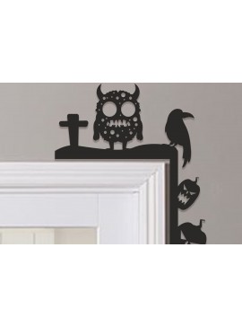 Σετ των 2 Intra απο ξύλο plywood 3mm-4mm πάχος - Halloween Door Corner Laser Cut  Δίασταση 15x15 cm INTRAFABR-100615643
