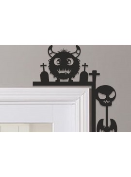 Σετ των 2 Intra απο ξύλο plywood 3mm-4mm πάχος - Halloween Door Corner Laser Cut  Δίασταση 15x15 cm INTRAFABR-100615647