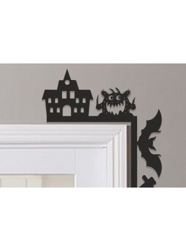 Σετ των 2 Intra απο ξύλο plywood 3mm-4mm πάχος - Halloween Door Corner Laser Cut  Δίασταση 15x15 cm INTRAFABR-100615655