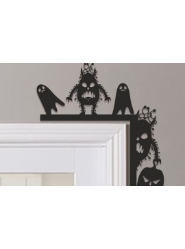 Σετ των 2 Intra απο ξύλο plywood 3mm-4mm πάχος - Halloween Door Corner Laser Cut  Δίασταση 15x15 cm INTRAFABR-100615658