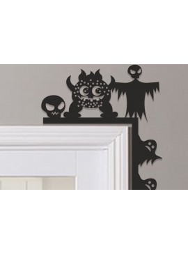 Σετ των 2 Intra απο ξύλο plywood 3mm-4mm πάχος - Halloween Door Corner Laser Cut  Δίασταση 15x15 cm INTRAFABR-100615664