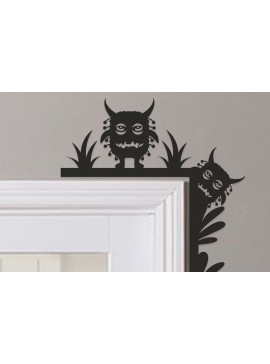 Σετ των 2 Intra απο ξύλο plywood 3mm-4mm πάχος - Halloween Door Corner Laser Cut  Δίασταση 15x15 cm INTRAFABR-100615615