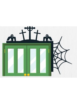 Σετ των 2 Intra απο ξύλο plywood 3mm-4mm πάχος - Πακέτο Halloween Door Corner  10 Δίασταση 15x15 cm INTRAFABR-80326908