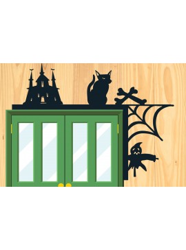 Σετ των 2 Intra απο ξύλο plywood 3mm-4mm πάχος - Πακέτο Halloween Door Corner  12 Δίασταση 15x15 cm INTRAFABR-80327320