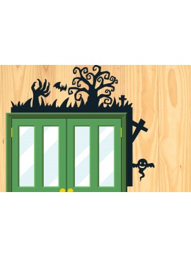 Σετ των 2 Intra απο ξύλο plywood 3mm-4mm πάχος - Πακέτο Halloween Door Corner  13 Δίασταση 15x15 cm INTRAFABR-80444198