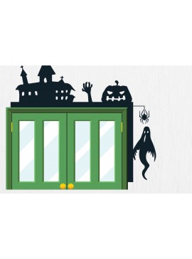 Σετ των 2 Intra απο ξύλο plywood 3mm-4mm πάχος - Πακέτο Halloween Door Corner  14 Δίασταση 15x15 cm INTRAFABR-80444270