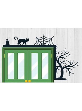 Σετ των 2 Intra απο ξύλο plywood 3mm-4mm πάχος - Πακέτο Halloween Door Corner  18 Δίασταση 15x15 cm INTRAFABR-80530697