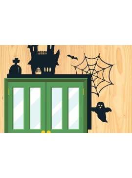 Σετ των 2 Intra απο ξύλο plywood 3mm-4mm πάχος - Πακέτο Halloween Door Corner  19 Δίασταση 15x15 cm INTRAFABR-80531413