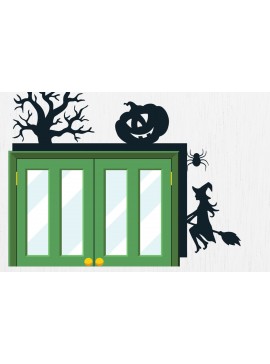 Σετ των 2 Intra απο ξύλο plywood 3mm-4mm πάχος - Πακέτο Halloween Door Corner  20 Δίασταση 15x15 cm INTRAFABR-80531584