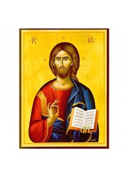 Σετ των 2 Εικόνα Ορθοδοξίας με περίγραμμα χρυσό σε ξύλο Φλαμουρίας  με  βάση Εικόνα Χριστός Ευλογών Χειροποίητη Ελληνορθόδοξη , Κρεμαστή πλάκα βυζαντινής τέχνης, χριστιανική τέχνη Διάσταση 10x7 cm (3,9 x 2,8 ίντσες) INTRAEK-670780