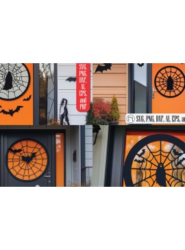 Σετ των 2 Intra απο ξύλο plywood 3mm-4mm πάχος - Πακέτο Halloween Door Hanger  Δίασταση 15x15 cm INTRAFABR-106577175