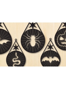 Σετ των 2 Intra απο ξύλο plywood 3mm-4mm πάχος - Αποκριάτικο σκουλαρίκι ,  κοπής με λέιζερ Δίασταση 15x18 cm INTRAFABR-92745481