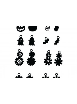 Σετ των 3 Intra απο ξύλο plywood 3mm-4mm πάχος - Halloween Earring  ,Spooky Earrings Δίασταση 3x3 cm INTRAFABR-80126464