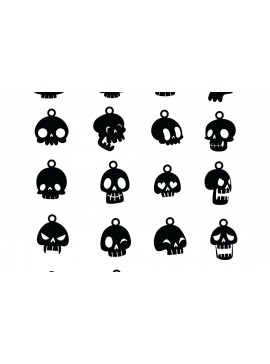 Σετ των 3 Intra απο ξύλο plywood 3mm-4mm πάχος - Σκουλαρίκι αποκριών , 18 Skull Skeleton Δίασταση 3x3 cm INTRAFABR-80426072