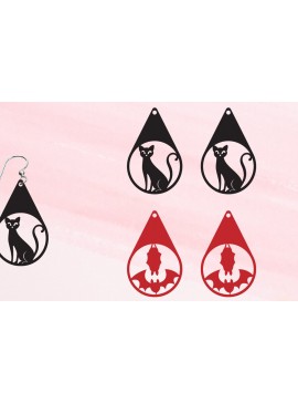 Σετ των 3 Intra απο ξύλο plywood 3mm-4mm πάχος - Σκουλαρίκια απόκριες | Αποκριάτικα κοσμήματα Δίασταση 3x3 cm INTRAFABR-101489824