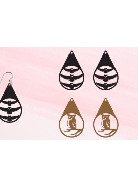 Σετ των 3 Intra απο ξύλο plywood 3mm-4mm πάχος - Σκουλαρίκια απόκριες | Αποκριάτικα κοσμήματα Δίασταση 3x3 cm INTRAFABR-102816912