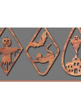 Σετ των 3 Intra απο ξύλο plywood 3mm-4mm πάχος - Αποκριάτικα Σκουλαρίκια Κοσμήματα με λέιζερ Δίασταση 3x3 cm INTRAFABR-43370855