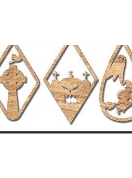 Σετ των 3 Intra απο ξύλο plywood 3mm-4mm πάχος - Αποκριάτικα Σκουλαρίκια Κοσμήματα με λέιζερ Δίασταση 3x3 cm INTRAFABR-43370839