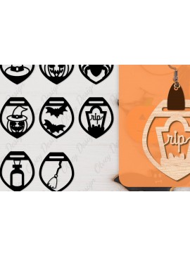 Σετ των 3 Intra απο ξύλο plywood 3mm-4mm πάχος - Αποκριάτικα σκουλαρίκια με λέιζερ Δίασταση 3x3 cm INTRAFABR-104543164