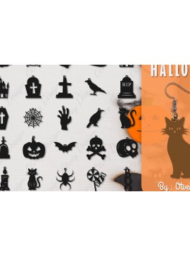 Σετ των 3 Intra απο ξύλο plywood 3mm-4mm πάχος - Αποκριάτικα σκουλαρίκια με λέιζερ Δίασταση 3x3 cm INTRAFABR-106149638