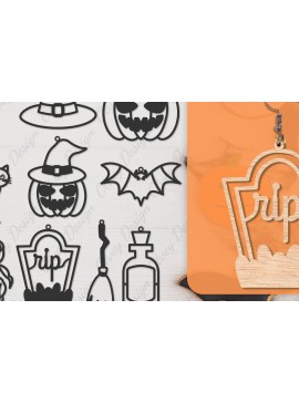 Σετ των 3 Intra απο ξύλο plywood 3mm-4mm πάχος - Αποκριάτικα σκουλαρίκια με λέιζερ Δίασταση 3x3 cm INTRAFABR-104543142