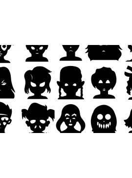 Σετ των 2 Intra απο ξύλο plywood 3mm-4mm πάχος - Πακέτο  Silhouette Halloween Faces Δίασταση 15x15 cm INTRAFABR-78782182