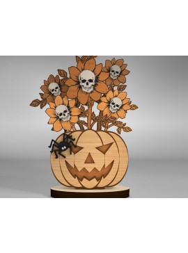 Σετ των 2 Intra απο ξύλο plywood 3mm-4mm πάχος - Επιτραπέζιο λουλούδια Halloween Cut Laser  Δίασταση 15x15 cm INTRAFABR-110181707