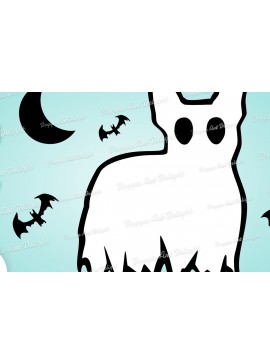 Σετ των 2 Intra απο ξύλο plywood 3mm-4mm πάχος - Halloween Frenchie Ghost Dog  Png Δίασταση 15x15 cm INTRAFABR-78210002