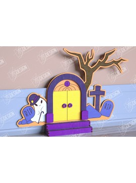 Σετ των 2 Intra απο ξύλο plywood 3mm-4mm πάχος - Halloween Garden Door | Στοιχειωμένο Σπίτι Δίασταση 15x15 cm INTRAFABR-104180803
