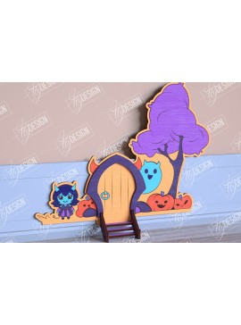 Σετ των 3 Intra απο ξύλο plywood 3mm-4mm πάχος - Halloween Garden Door | Στοιχειωμένο Σπίτι Δίασταση 15x15 cm INTRAFABR-104180797