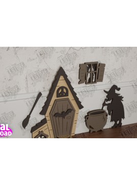 Σετ των 2 Intra απο ξύλο plywood 3mm-4mm πάχος - Halloween Garden Door | Μαγική Πόρτα | CNC Δίασταση 15x15 cm INTRAFABR-104624243