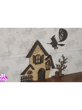 Σετ των 2 Intra απο ξύλο plywood 3mm-4mm πάχος - Halloween Garden Door | Μαγική Πόρτα | CNC Δίασταση 15x15 cm INTRAFABR-104624251