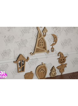 Σετ των 2 Intra απο ξύλο plywood 3mm-4mm πάχος - Halloween Garden Door | Μαγική Πόρτα | CNC Δίασταση 15x15 cm INTRAFABR-104624304