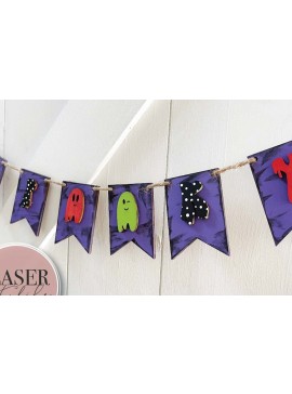 Σετ των 2 Intra απο ξύλο plywood 3mm-4mm πάχος - Halloween Garland  Δίασταση 15x15 cm INTRAFABR-72727627