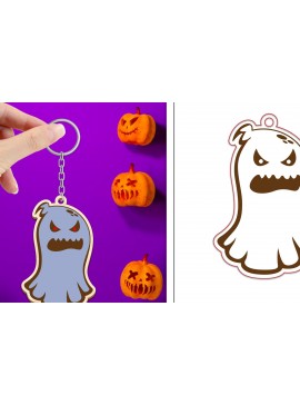 Σετ των 3 Intra απο ξύλο plywood 3mm-4mm πάχος - με μπρελόκ Halloween Ghost Δίασταση 4x4 cm INTRAFABR-102519301