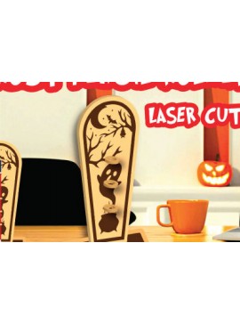 Σετ των 2 Intra απο ξύλο plywood 3mm-4mm πάχος - Μολυβοθήκη Halloween Ghost Δίασταση 15x15 cm INTRAFABR-104372974
