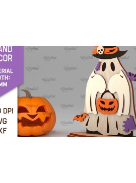 Σετ των 2 Intra απο ξύλο plywood 3mm-4mm πάχος - Halloween Ghost Stand Διακόσμηση με λέιζερ Δίασταση 15x15 cm INTRAFABR-105334241
