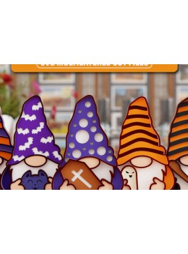 Σετ των 2 Intra απο ξύλο plywood 3mm-4mm πάχος - Halloween Gnome 3D  || ΔΕΜΑ || Δίασταση 20x25 cm INTRAFABR-105095672