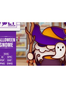 Σετ των 2 Intra απο ξύλο plywood 3mm-4mm πάχος - Halloween Gnome 3D  Πολυεπίπεδη κοπή Δίασταση 20x25 cm INTRAFABR-104832485