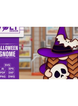 Σετ των 2 Intra απο ξύλο plywood 3mm-4mm πάχος - Halloween Gnome 3D  Πολυεπίπεδη κοπή Δίασταση 20x25 cm INTRAFABR-104881613