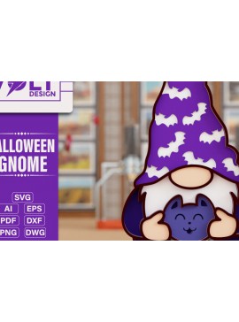 Σετ των 2 Intra απο ξύλο plywood 3mm-4mm πάχος - Halloween Gnome 3D  Πολυεπίπεδη κοπή Δίασταση 20x25 cm INTRAFABR-105082206