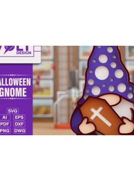 Σετ των 2 Intra απο ξύλο plywood 3mm-4mm πάχος - Halloween Gnome 3D  Πολυεπίπεδη κοπή Δίασταση 20x25 cm INTRAFABR-105095525