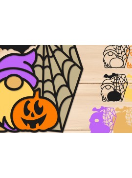 Σετ των 2 Intra απο ξύλο plywood 3mm-4mm πάχος - Halloween Gnome Layered  Δίασταση 15x15 cm INTRAFABR-105275596