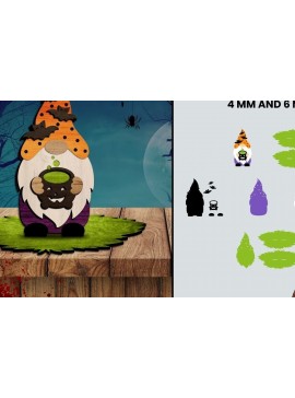 Σετ των 3 Intra απο ξύλο plywood 3mm-4mm πάχος - Halloween Gnome Multilayered Laser Cut D Δίασταση 10x8 cm INTRAFABR-39407424