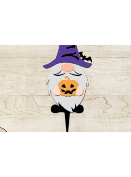 Σετ των 2 Intra απο ξύλο plywood 3mm-4mm πάχος - Halloween Gnome με κολοκύθα Δίασταση 4x11 cm INTRAFABR-104253647