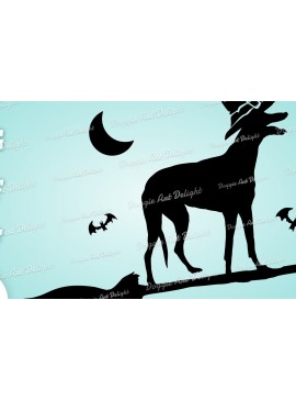 Σετ των 2 Intra απο ξύλο plywood 3mm-4mm πάχος - Halloween Greyhound Spooky Dog  Png Δίασταση 15x15 cm INTRAFABR-77777591